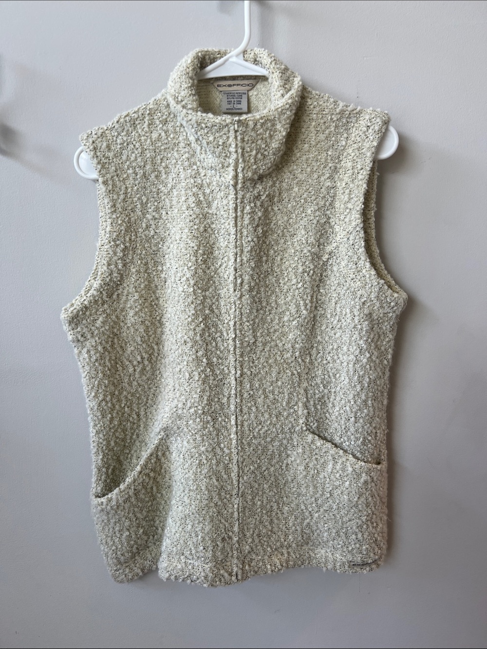 ExOfficio Cream Bouclé Zip-Front Sleeveless Vest